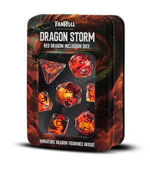 FanRoll: Dragon Storm Inclusion Resin Dice Set: Red Dragon