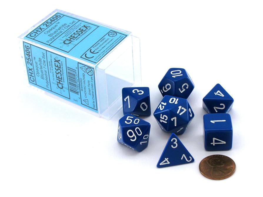 Chessex D7-Die Set Opaque Polyhedral Light Blue/white 7-Die Set