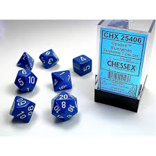 Chessex D7-Die Set Opaque Polyhedral Blue/white 7-Die Set