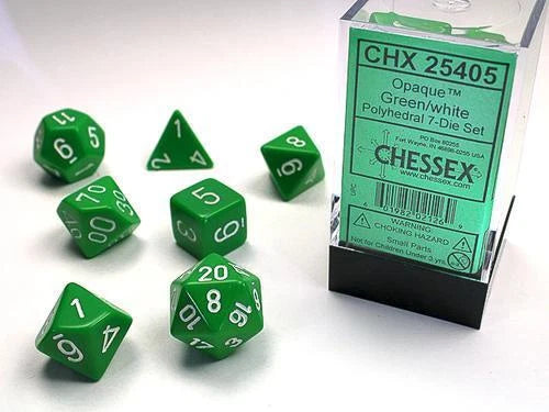 Chessex D7-Die Set Opaque Polyhedral Green/white 7-Die Set