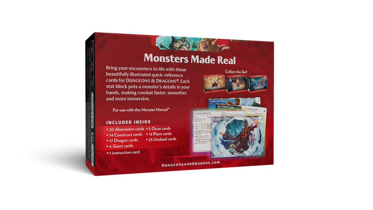 D&D Dungeons & Dragons Reference Cards Monsters Fearsome and Ferocious CR 0-5