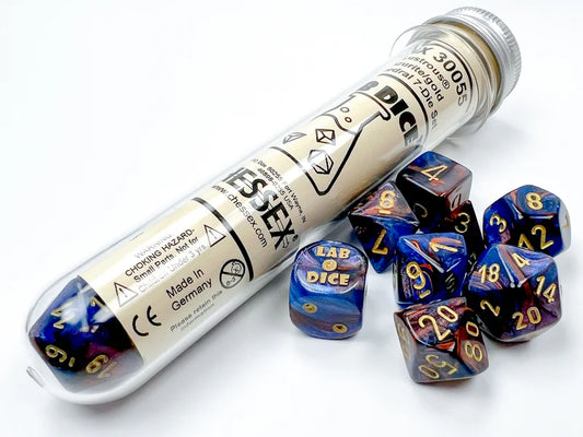 Chessex D7-Die Set Lustrous Polyhedral Azurite/gold 7-Die Set