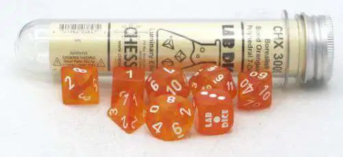 Chessex D7-Die Set Borealis Polyhedral Blood Orange/white Luminary 7-Die Set