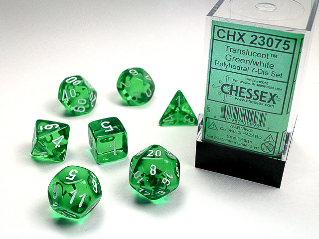 Chessex D7-Die Set Translucent Polyhedral Green/white