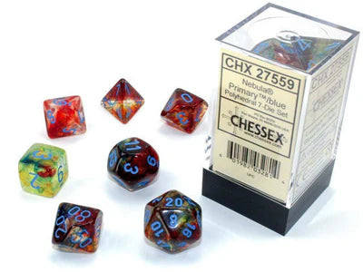 Chessex D7-Die Set Nebula Polyhedral Primary/blue Luminary 7-Die Set